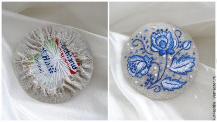 Создаем стилизованную вышитую брошь "Гжель": часть 2