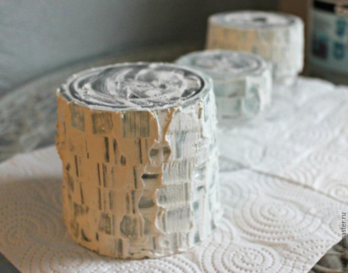 ​Декорируем стеклянные подсвечники мозаикой: часть 3