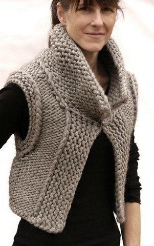 Жилеты из толстой пряжи- тепло и стильно