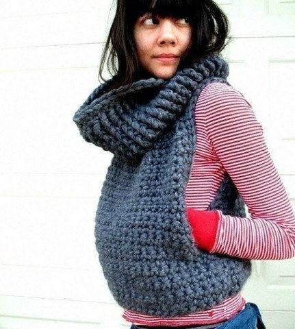 Жилеты из толстой пряжи- тепло и стильно