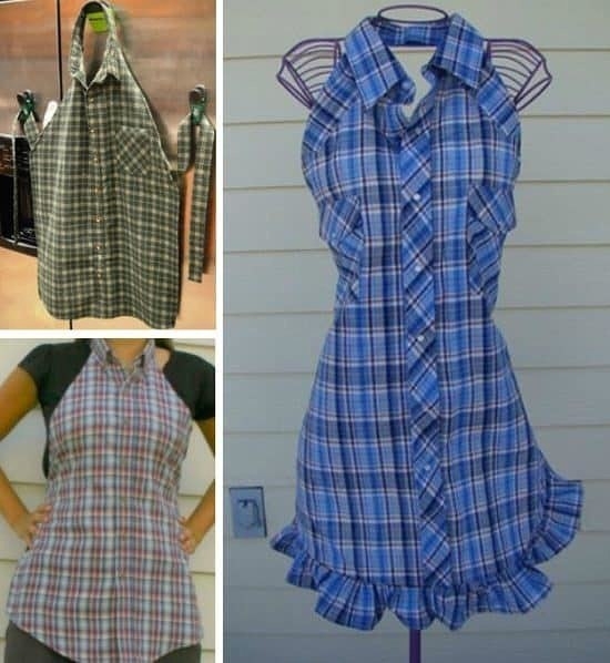 Стильный фартук из мужской рубашки. Легко и просто.