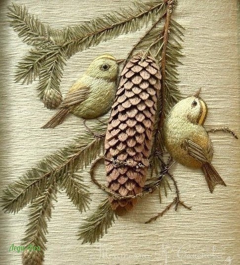 Объемная вышивка гладью