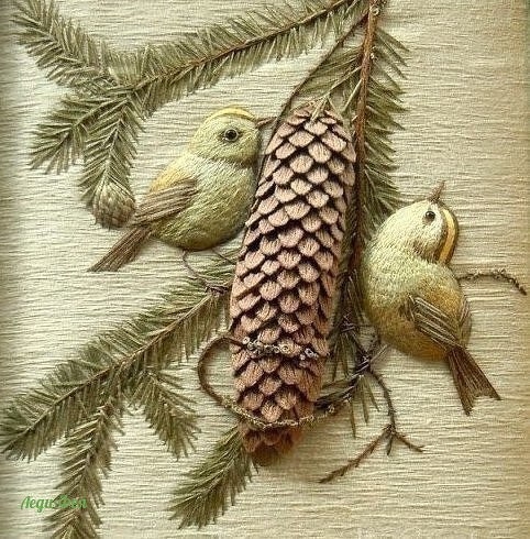 Объемная вышивка гладью