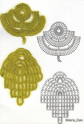 Листочки крючком