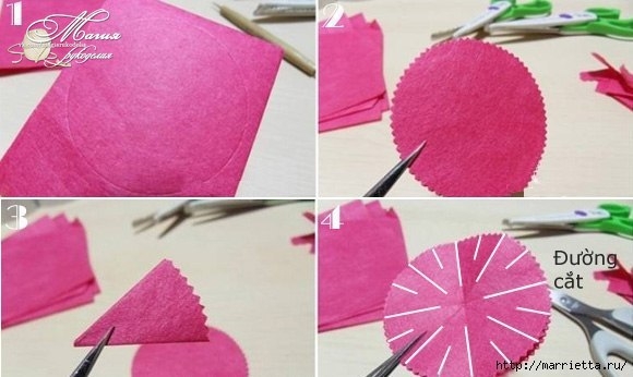 Букет гвоздик из бумаги в бобинке от скотча. Фото мастер-класс