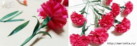 Букет гвоздик из бумаги в бобинке от скотча. Фото мастер-класс