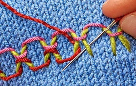 Простая вышивка по трикотажу.