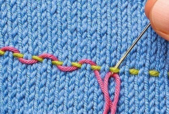 Простая вышивка по трикотажу.