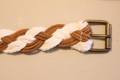 МК Плетеный пояс из кожи и веревок