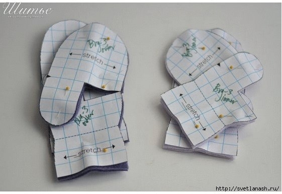 Как сшить двухсторонние варежки из флиса. Фото МК..