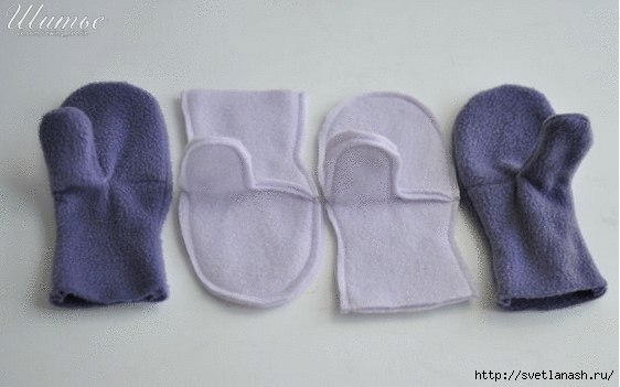 Как сшить двухсторонние варежки из флиса. Фото МК..