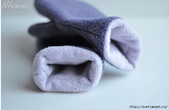Как сшить двухсторонние варежки из флиса. Фото МК..