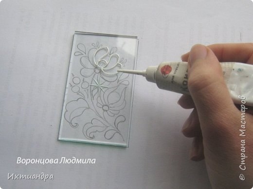 Витражный фонарик в стиле «Гжель»