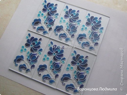 Витражный фонарик в стиле «Гжель»