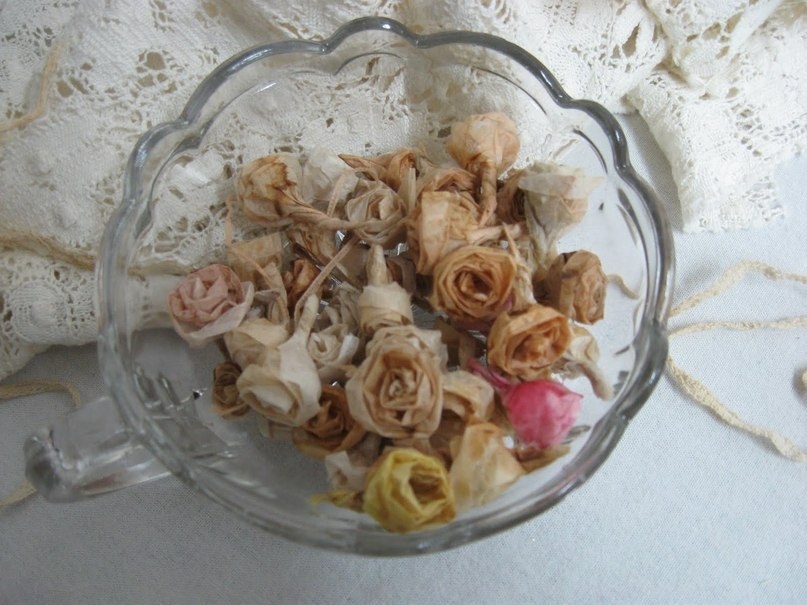 Винтажные розы из чайных пакетиков своими руками