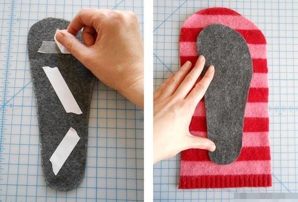 Тёплая домашняя обувь из свитера