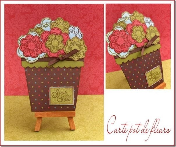 Открытка в виде горшочка с цветами