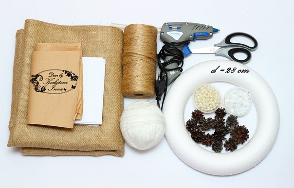 МК по созданию декоративного венка из клубков