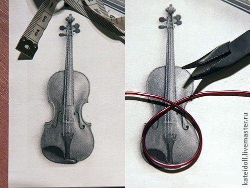 Создание кулона-броши в виде скрипки