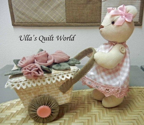 Выкройка мишки с тележкой