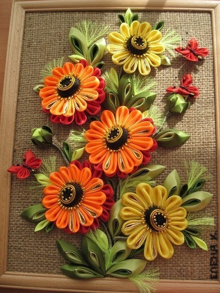 Вышивка лентами. Картины в технике канзаши.