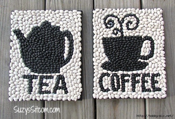 Чайно-кофейные мозаики из фасоли