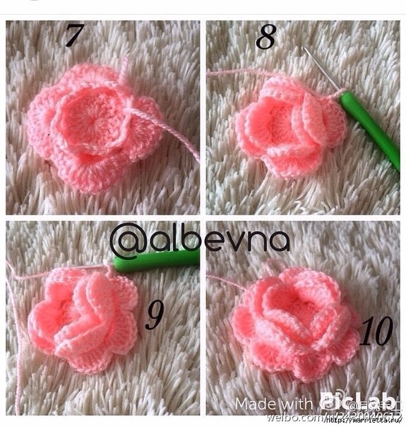 Вязание крючком мотива с розочкой