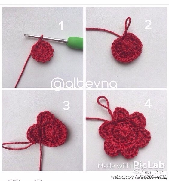 Вязание крючком мотива с розочкой