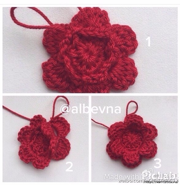 Вязание крючком мотива с розочкой