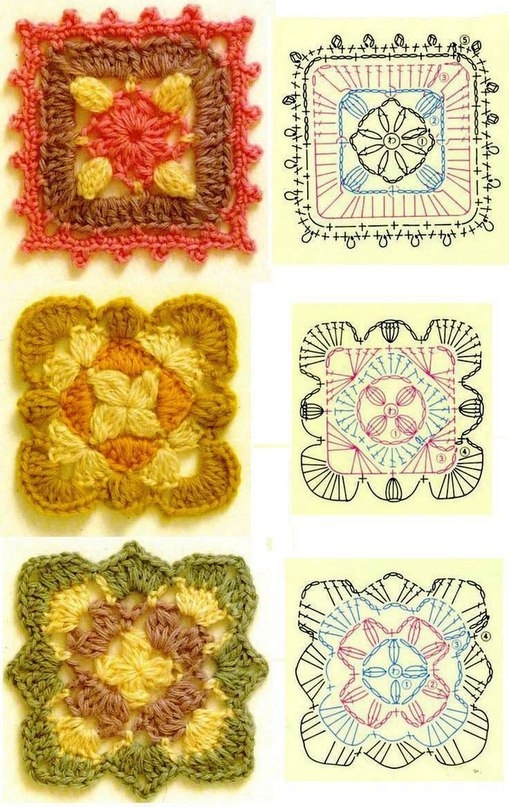 Бабушкины квадраты в вязании - 30 схем.