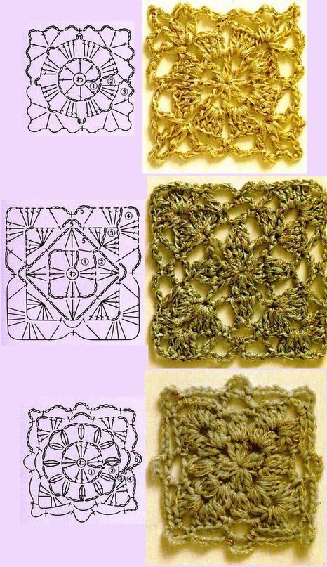 Бабушкины квадраты в вязании - 30 схем.