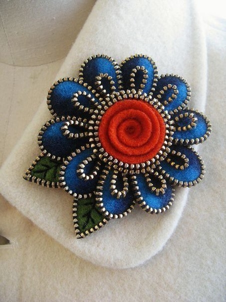 Идеи брошек из застежек-молний