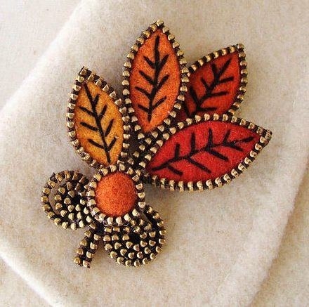 Идеи брошек из застежек-молний