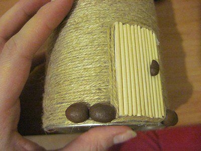 Сувенир Мельница с декором кофейными зёрнами и шпагатом