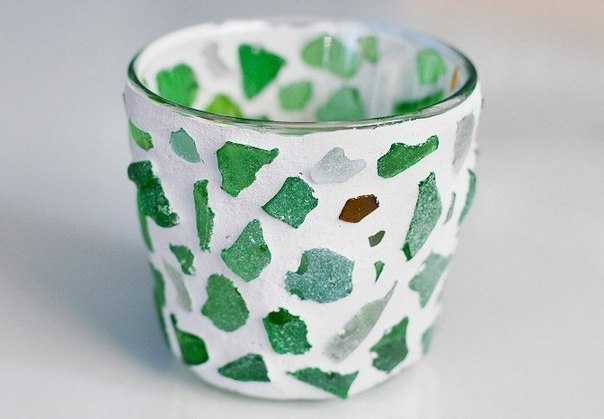 Стеклышки   затирка = подсвечник