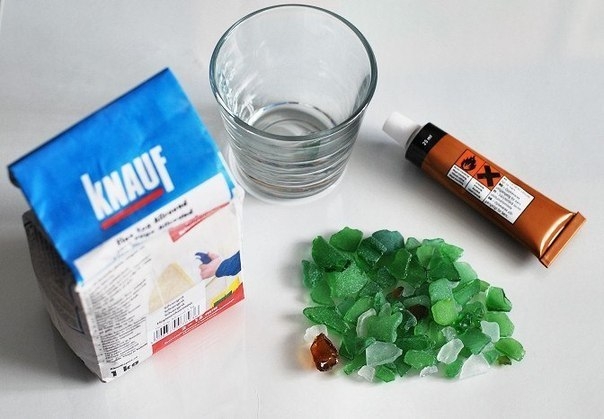 Стеклышки   затирка = подсвечник