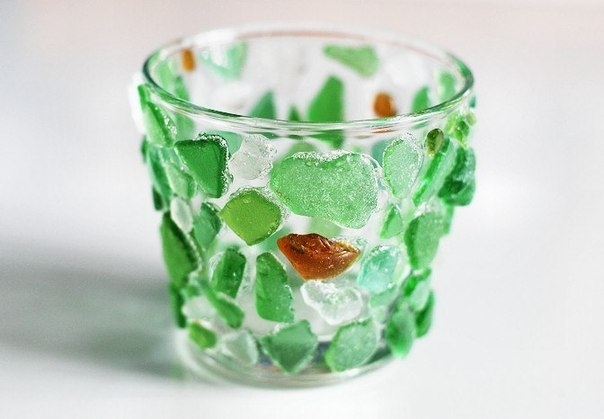 Стеклышки   затирка = подсвечник