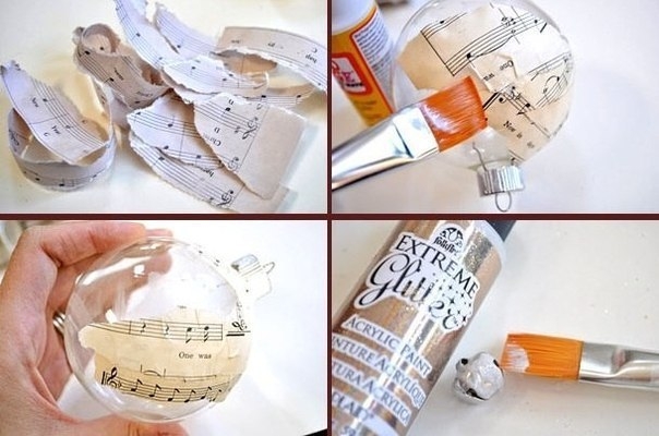 Елочные украшения своими руками – шар в технике декупаж