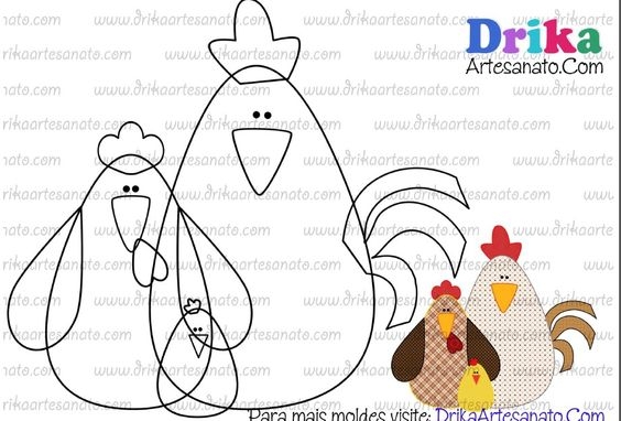 Курочки и петушки из фетра или шаблоны для аппликаций