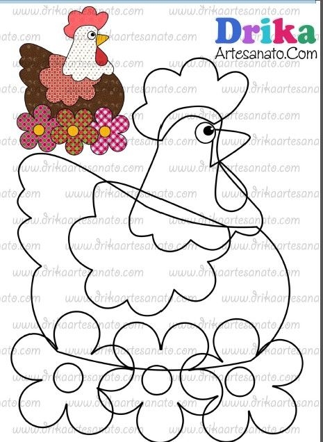 Курочки и петушки из фетра или шаблоны для аппликаций