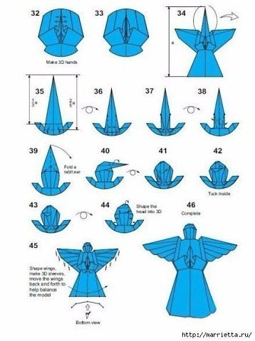 Ангел из бумаги в технике оригами