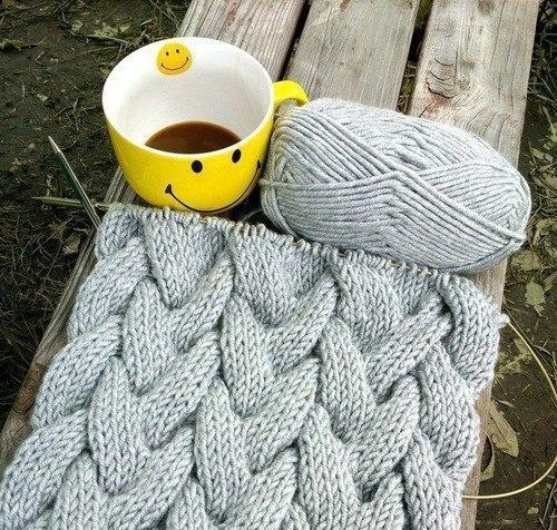 Узор Коса из 15 петель спицами