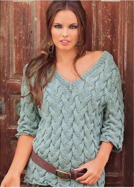 Узор Коса из 15 петель спицами