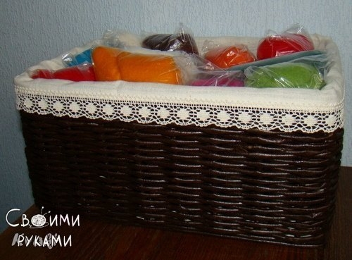 Корзина из газетных трубочек Корзина из газетных трубочек