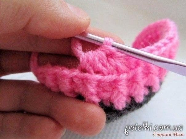 Пинетки туфельки крючком. Описание вязания крючком