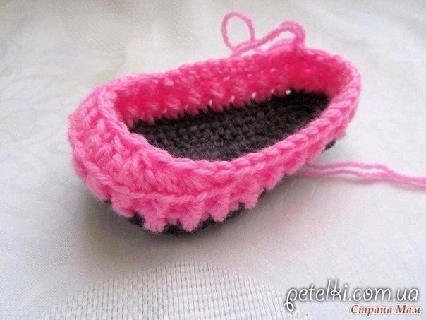 Пинетки туфельки крючком. Описание вязания крючком