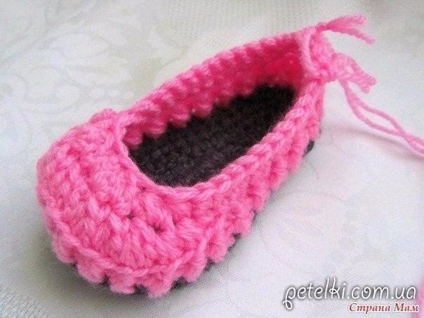 Пинетки туфельки крючком. Описание вязания крючком