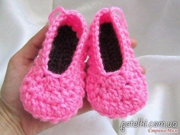 Пинетки туфельки крючком. Описание вязания крючком