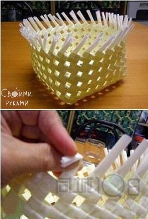 Корзинка из пластиковых трубочек