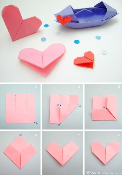 Сердечки оригами
